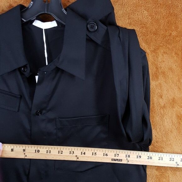 HELMUT LANG Shirt Mens XS Black Button Up Long Sleeve Pocket EPAULETTE $395 - Picture 8 of 10